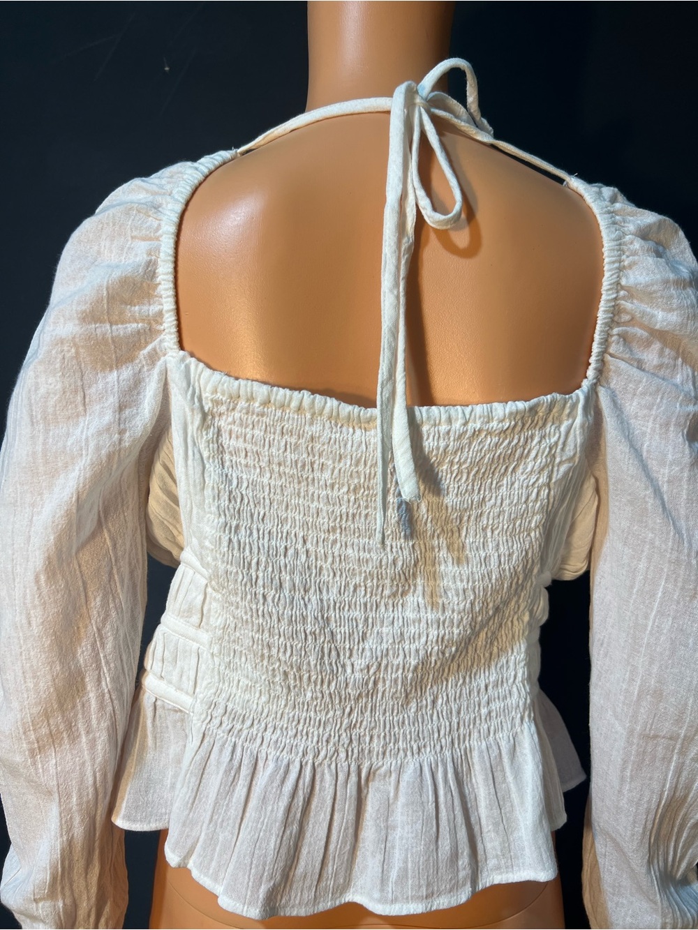 Free People White Peasant-Style Sweetheart Neck Blouse - Picture 3 of 9